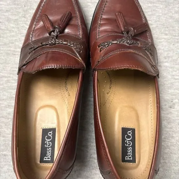 Bass & Co. Men Leather Loafers Shoes Tassels Brown Size 11.5M Style 1475-241 - Picture 5 of 10